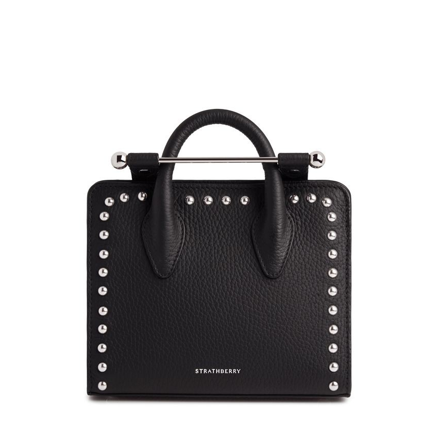 1SA0730-065 STRATHBERRY Nano Tote Grain & Studs - Black #20252-125-175-100 (B-BO-E)