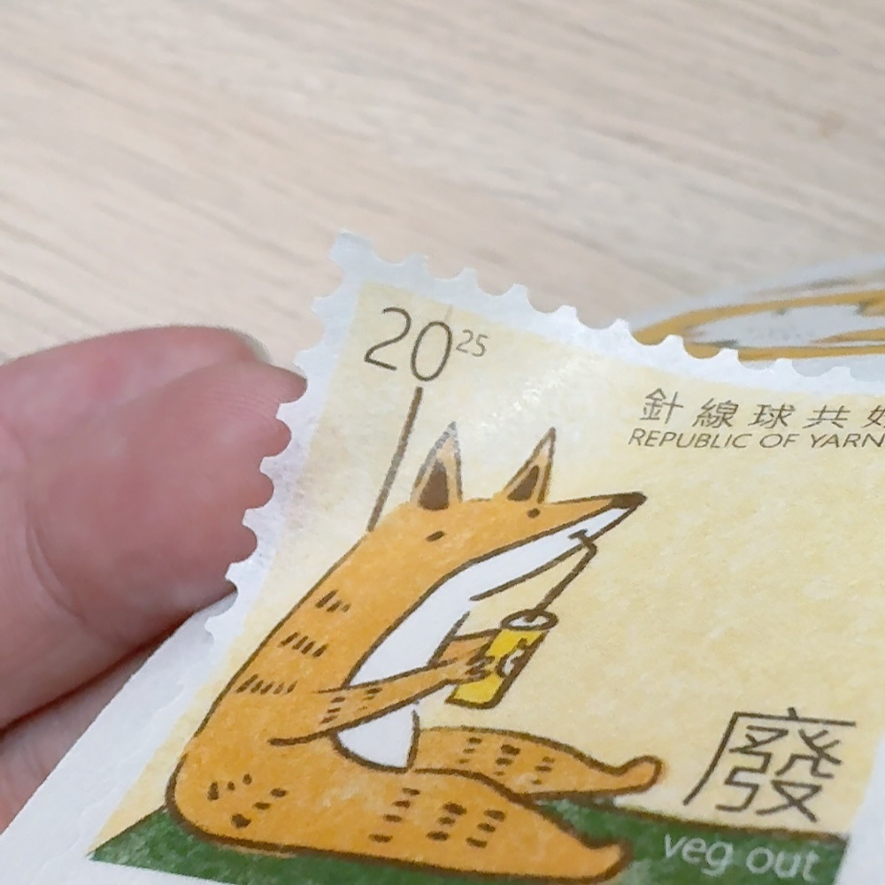 小廢物 郵票貼紙 2入和紙貼紙｜針線球