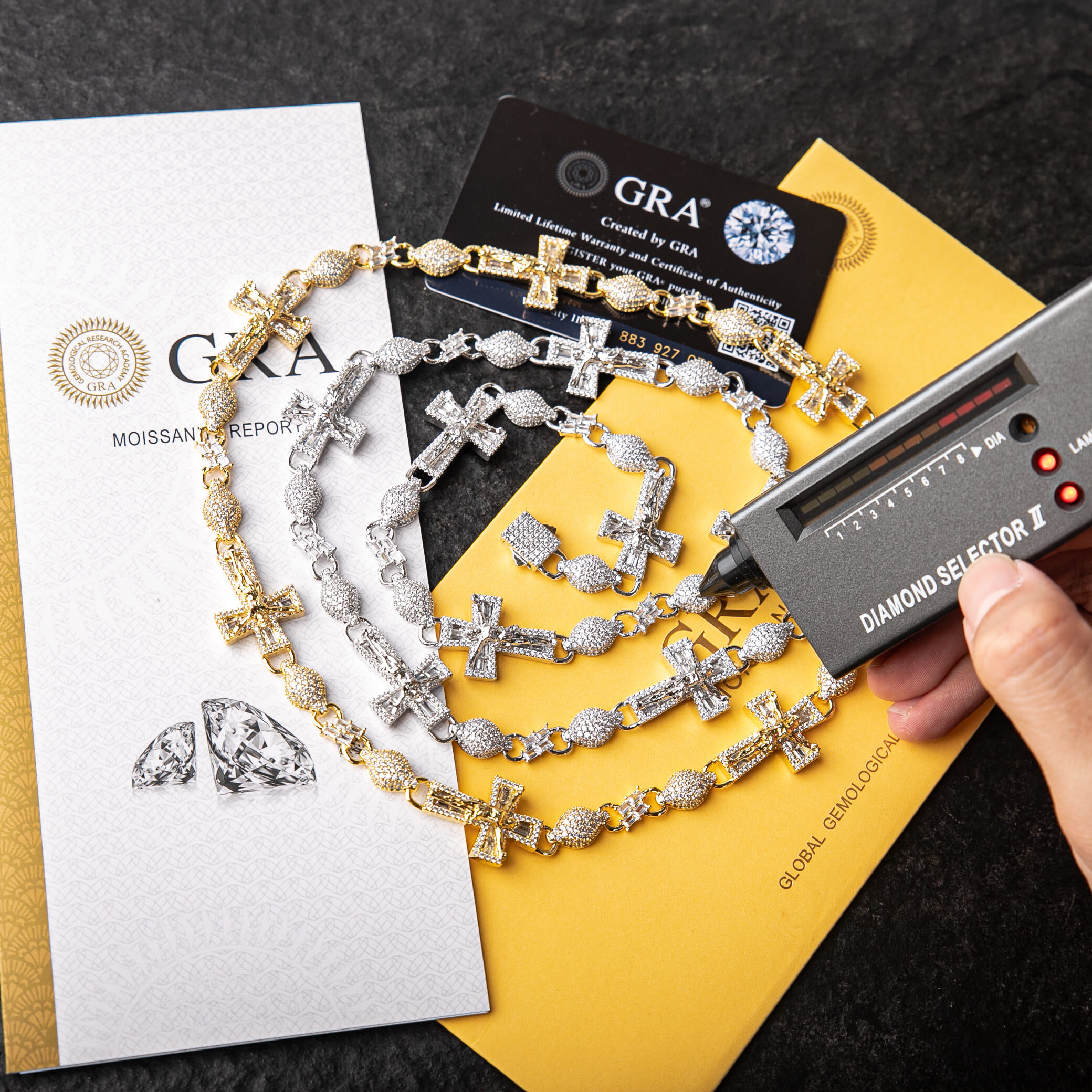 925純銀莫桑石8mm滿鑲耶穌受難十字架項鍊