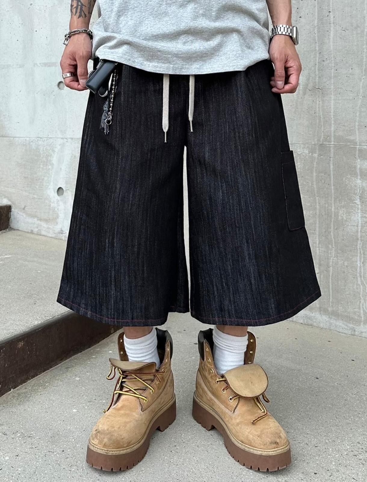 淨色暗紋短褲 ENOC-038P