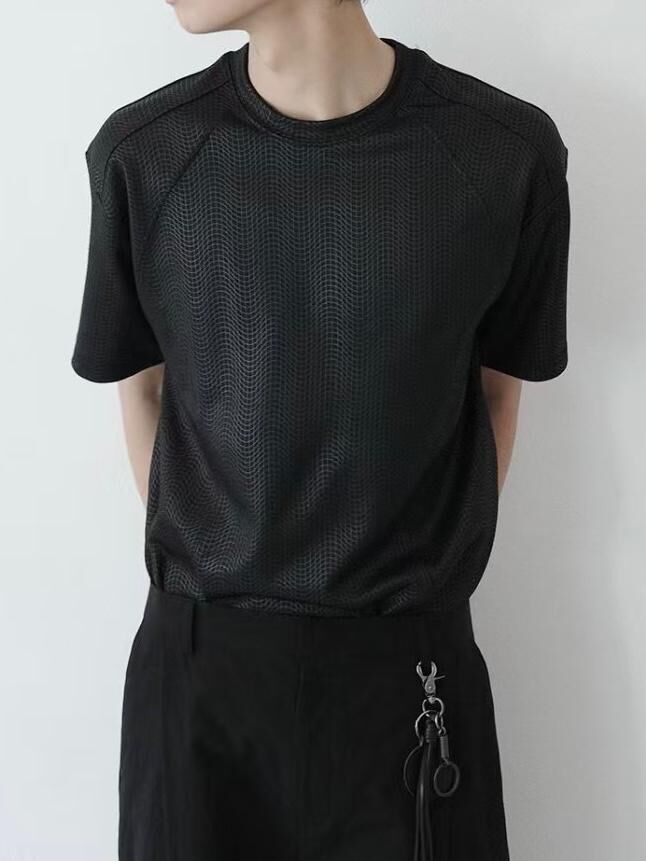 淨色暗格紋短袖Tee ENOC-039T