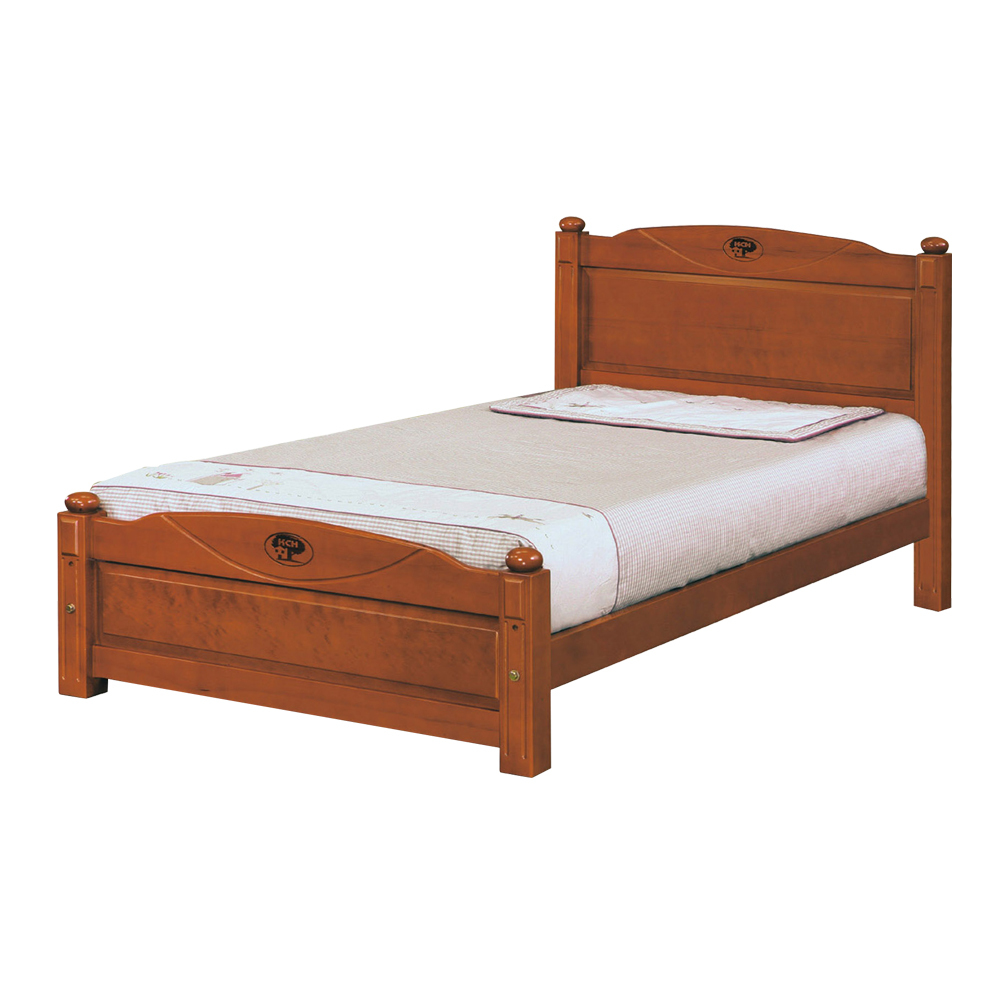 麥基3.5尺單人柚木色實木床架/床組(四分床板-不含床墊)