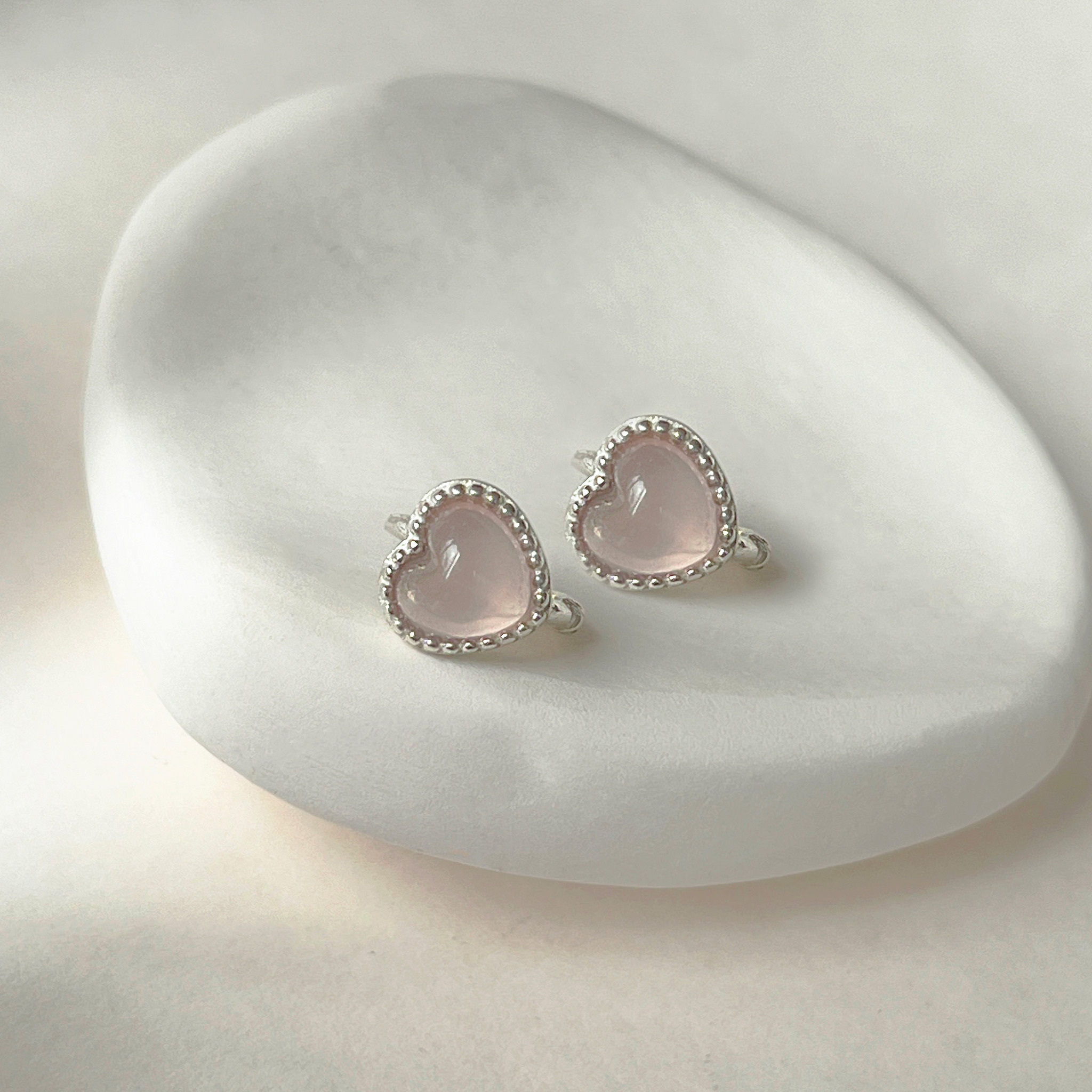 大蛋糕愛心粉晶耳圈