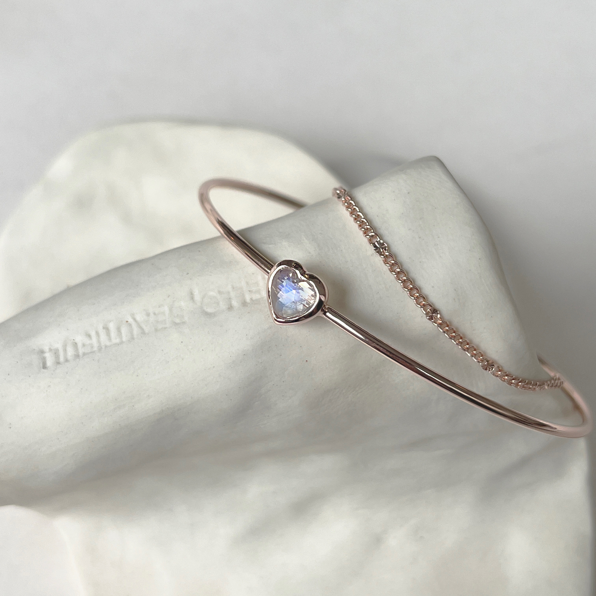 Rosecut heart頂級月光石雙層手鐲