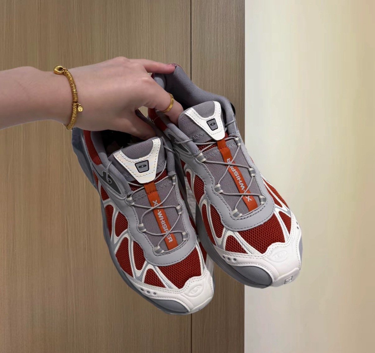 SALOMON XT-WHISPER 越野跑鞋 男女款 紅灰 低筒登山鞋 避震耐磨 機能潮流戶外款July25