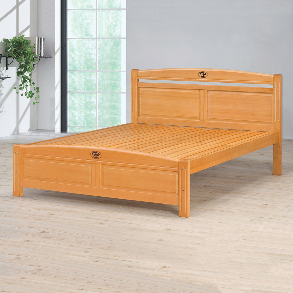 梅塔5尺雙人原木色實木床架/床組