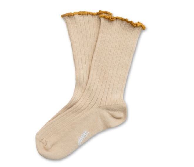 COLLEGIEN 滾邊跳色羅紋襪 Delphine  -Sable沙色