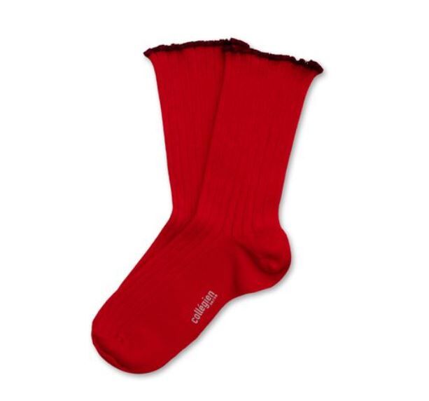 COLLEGIEN 滾邊跳色羅紋襪 Delphine -  Coquelicot罌粟紅