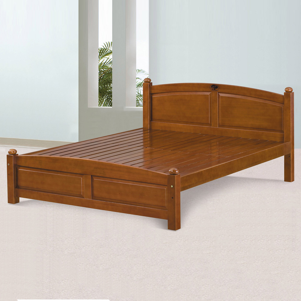 梅塔5尺雙人柚木色實木床架/床組