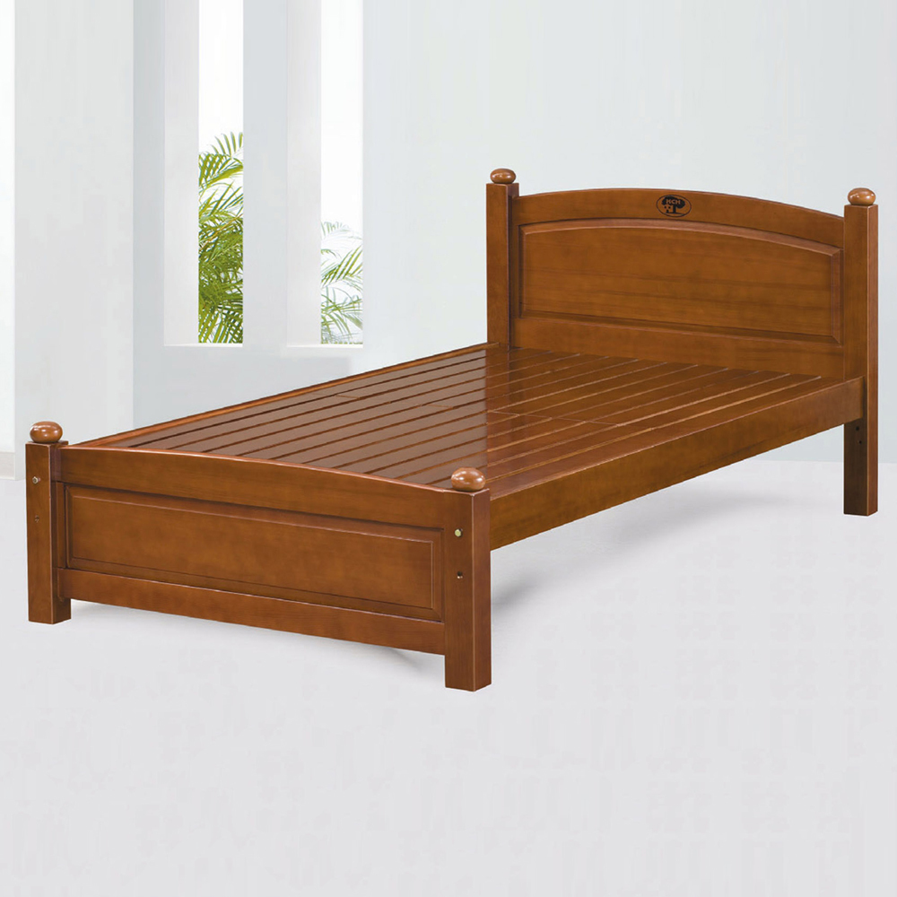 梅塔3.5尺單人柚木色實木床架/床組