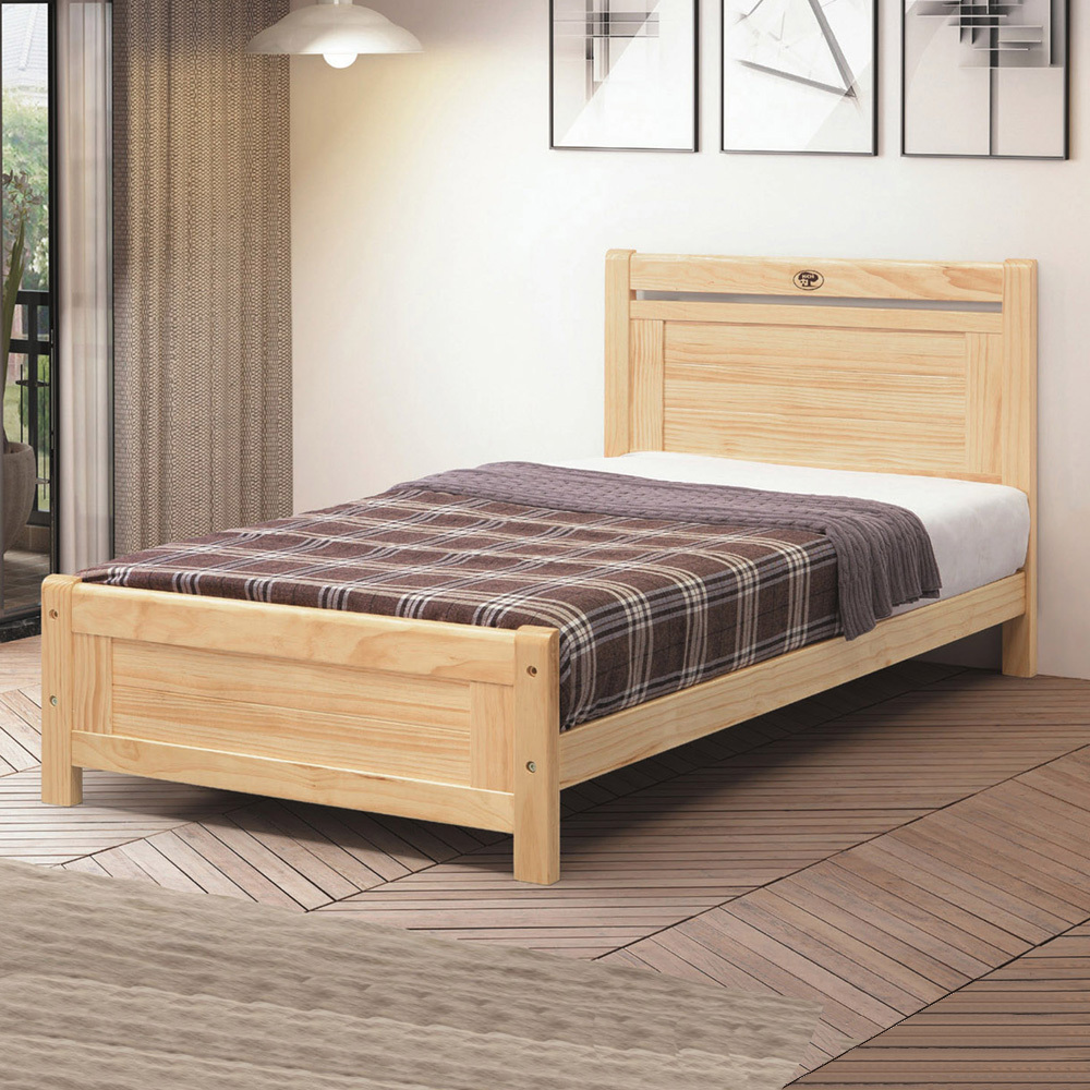 納斯托3.5尺單人松木實木床架/床組(四分床板-不含床墊)