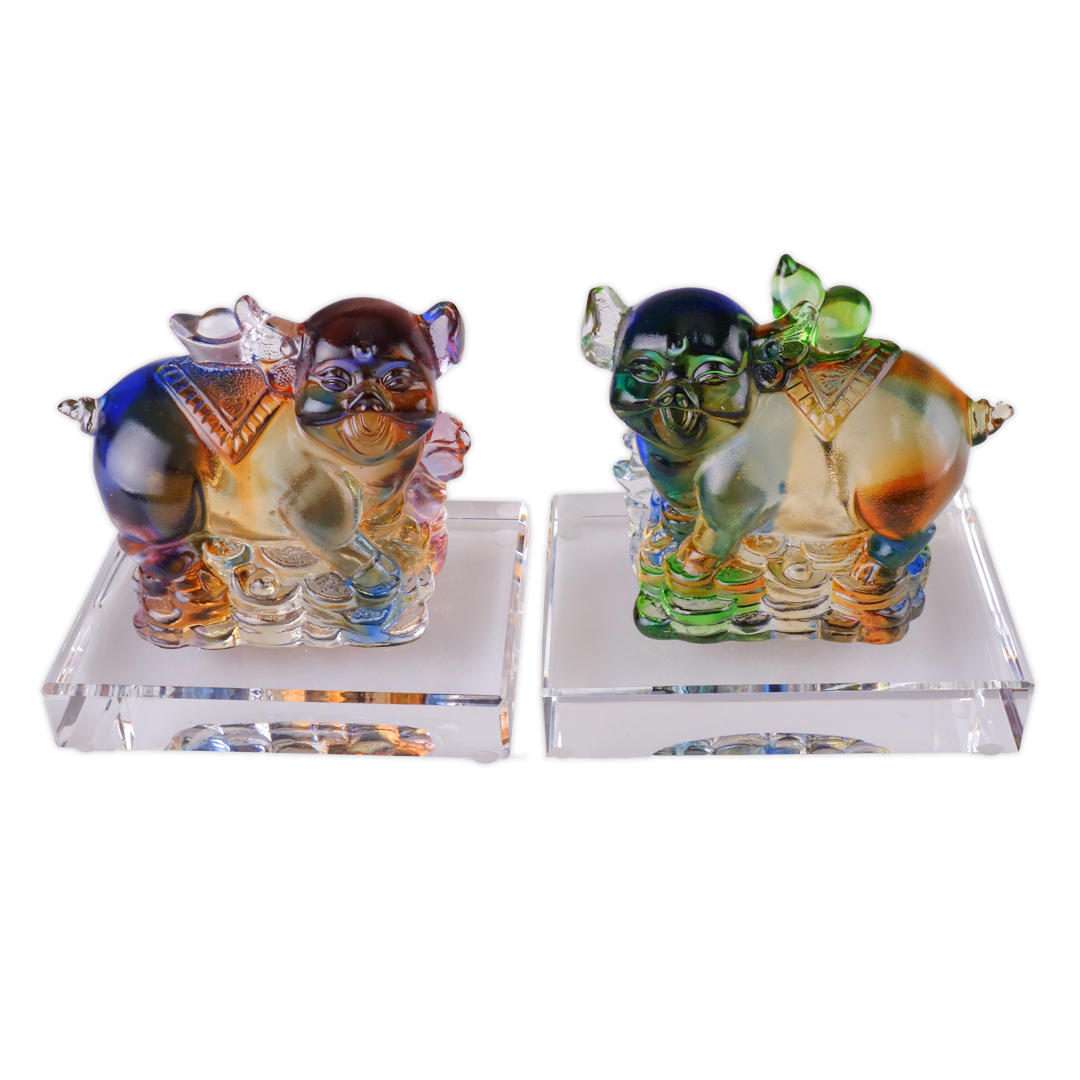 福祿豬琉璃擺飾｜文化傳承 吉祥藝術佳品