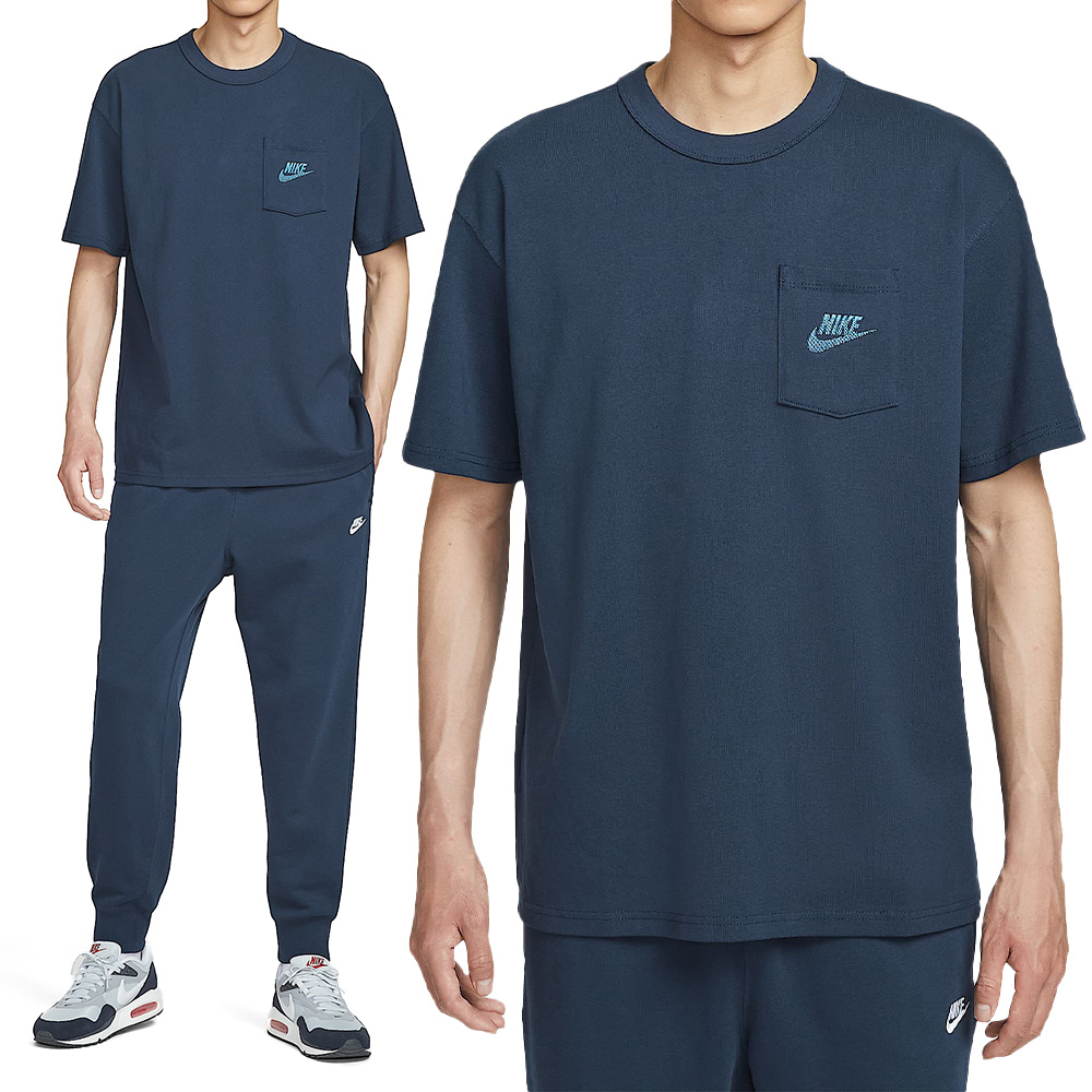 Nike As M Nsw Tee Ssnl Pre Ess Pkt 男款 藍色 刺繡 短袖 HQ9241-451
