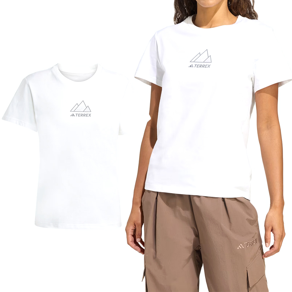 Adidas W Athlete 女款 白色 圖案 訓練 運動 休閒 短袖 JM6365