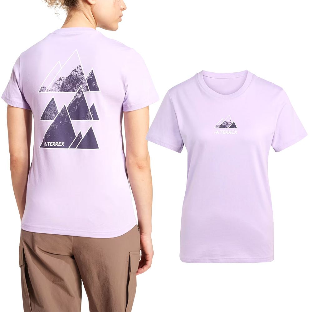 Adidas W Athlete 女款 粉紫色 圖案 訓練 運動 休閒 短袖 JM6367