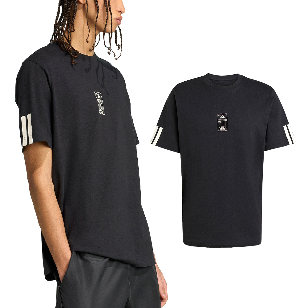 Adidas M Stad Ticket T 男款 黑色 圖案 棉質 T恤 休閒 短袖 JM6474