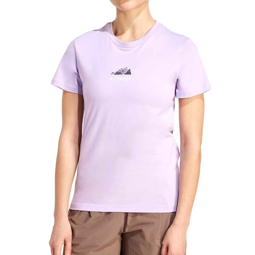 Adidas W Athlete 女款 粉紫色 圖案 訓練 運動 休閒 短袖 JM6367