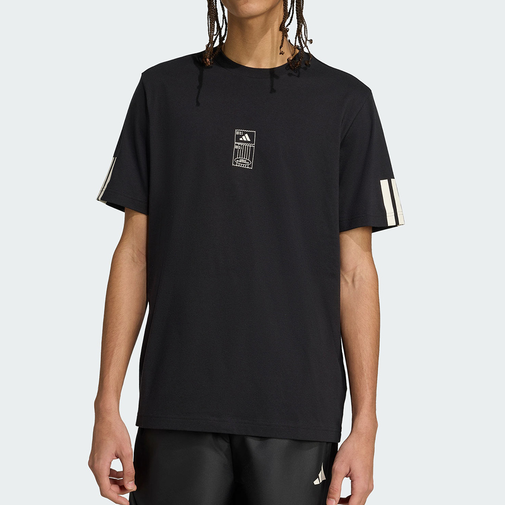Adidas M Stad Ticket T 男款 黑色 圖案 棉質 T恤 休閒 短袖 JM6474