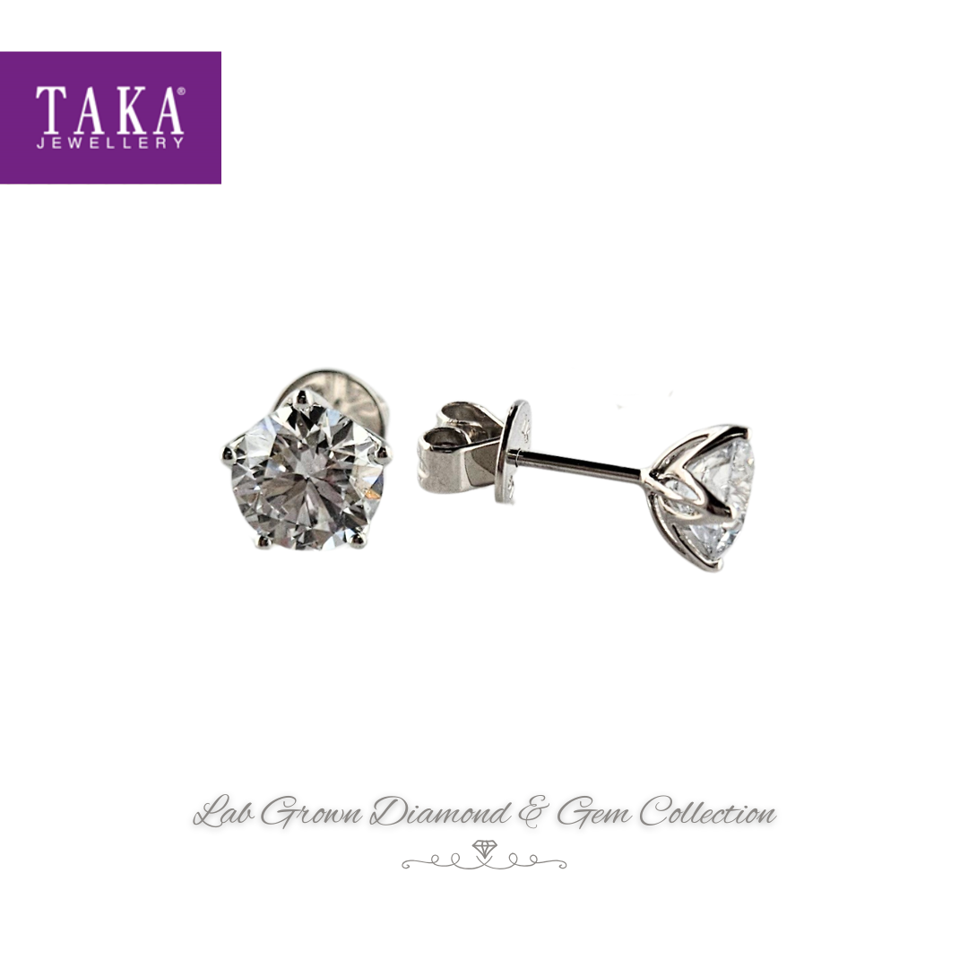 [SF] TAKA JEWELLERY LAB GROWN DIAMOND EARRINGS 10KW, GE0282V100L (STK14)