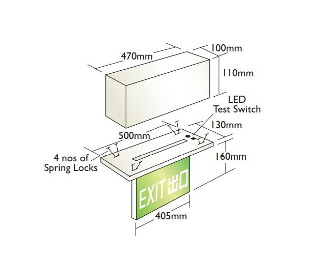 CRYSTALITE CX-LED-405-P-VL LED EXIT SIGN (2 HRS. BATTERY KIT) EMERGENCY