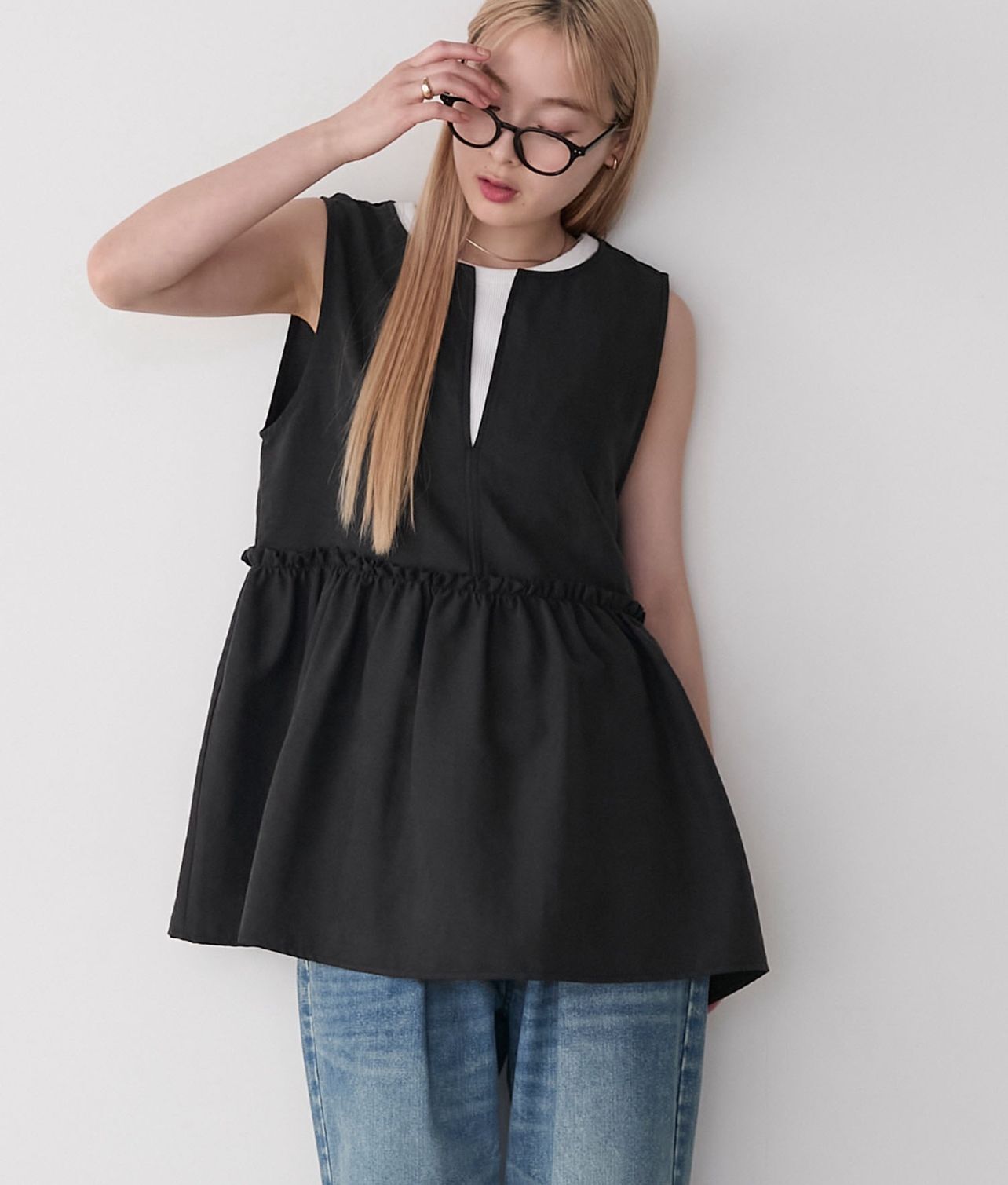 【預購】JN073004 forksy. 荷葉邊喇叭背心(free size)