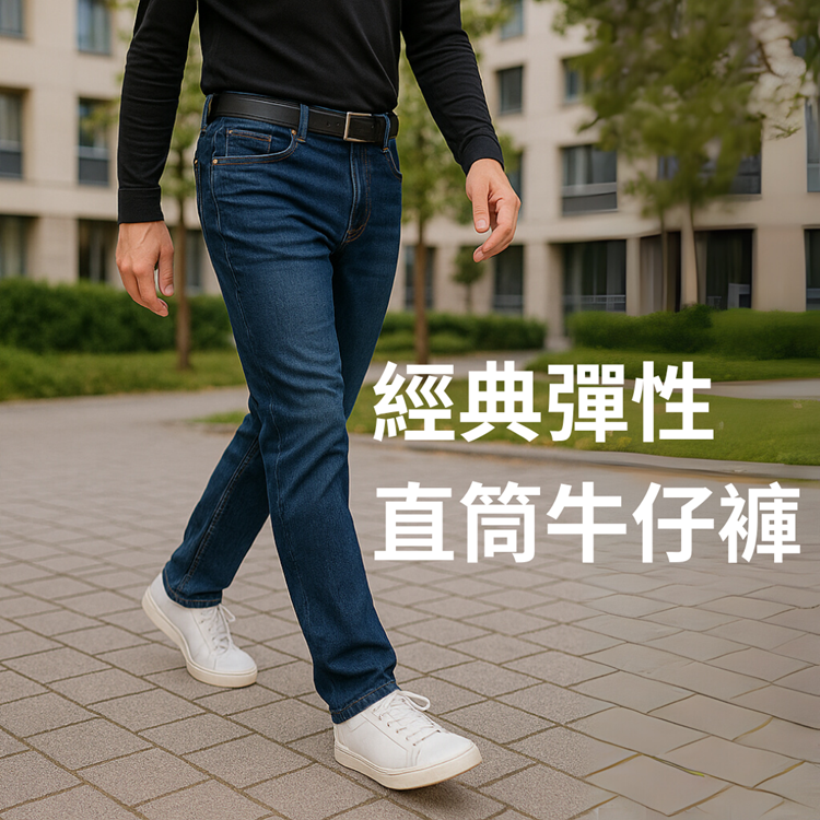 甄褲｜經典彈性牛仔褲｜中高腰直筒・輕刷白・台灣製造（28~41 吋）免費改長