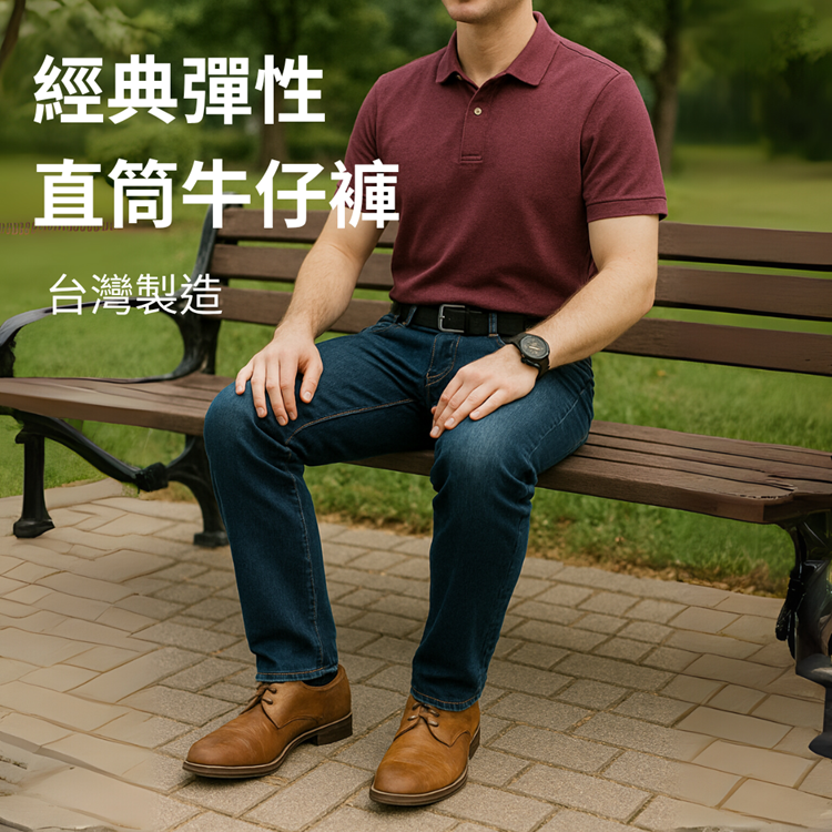 甄褲｜經典彈性牛仔褲｜中高腰直筒・輕刷白・台灣製造（28~41 吋）免費改長