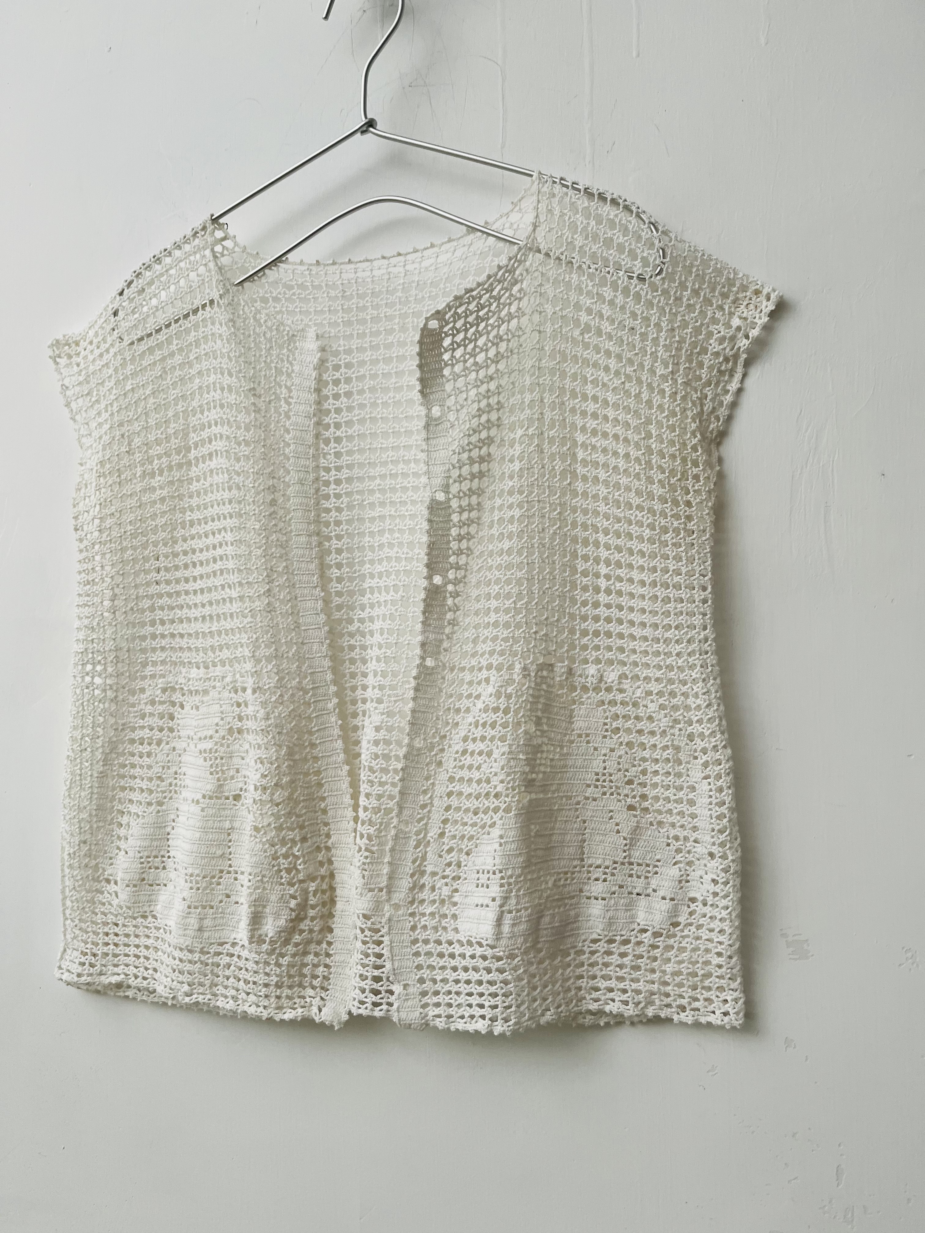 米白色勾花背心外套