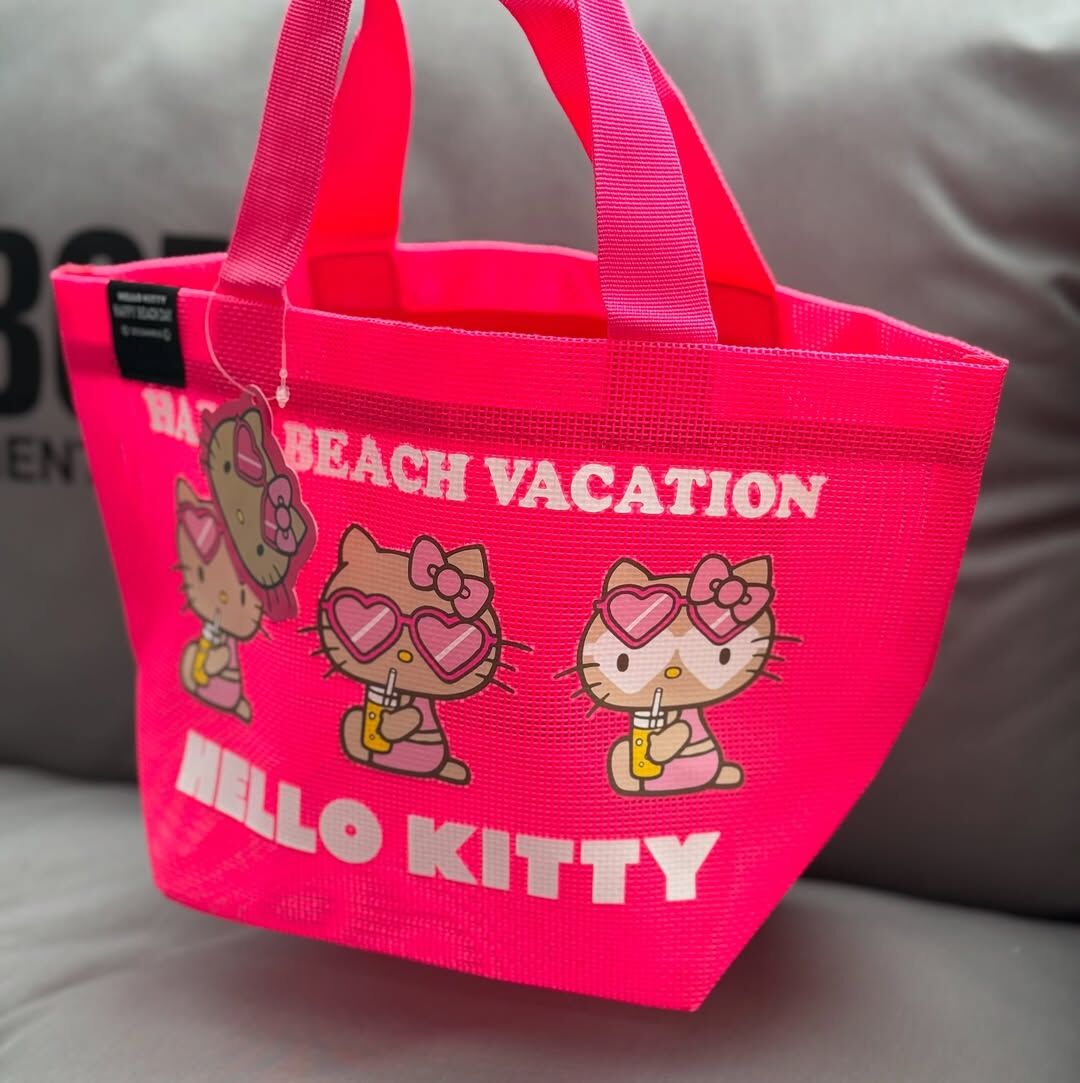 Sanrio 日本限定 夏威夷 曬黑 Hello Kitty 凱蒂貓 三麗鷗  手提包 包包 小包 網眼包