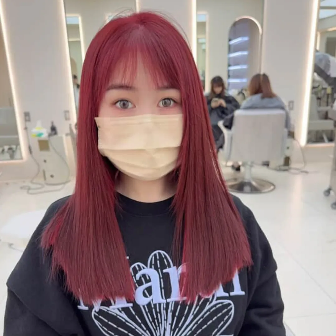 Sherry’s misty hair color creation – red-to-rose ombre