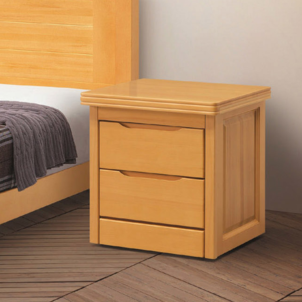 肯斯1.8尺實木床頭櫃/二抽收納櫃/置物櫃