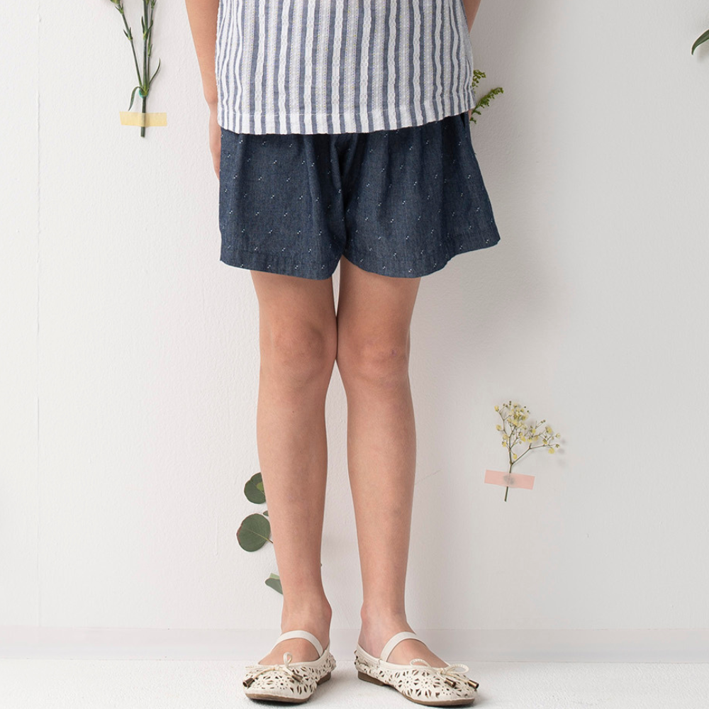 PIPPY 百搭花苞緹花棉質褲裙 藍