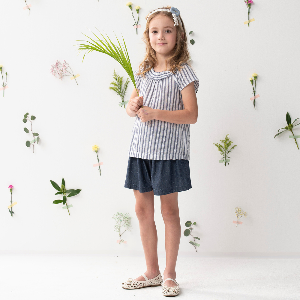 PIPPY 百搭花苞緹花棉質褲裙 藍