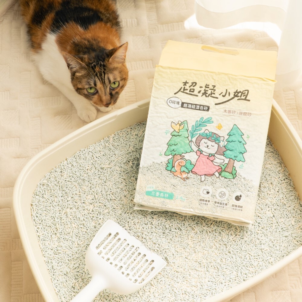 超凝小姐 | 0碎塊超凝結混合貓砂-忘憂森林香 2.4kg (單包賣場)