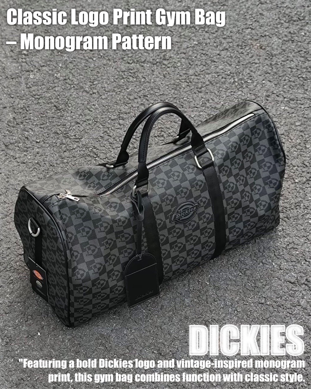 #預購 DICKIES 滿版 老花荔枝紋 旅行包 健身包 黑色 DK-C122