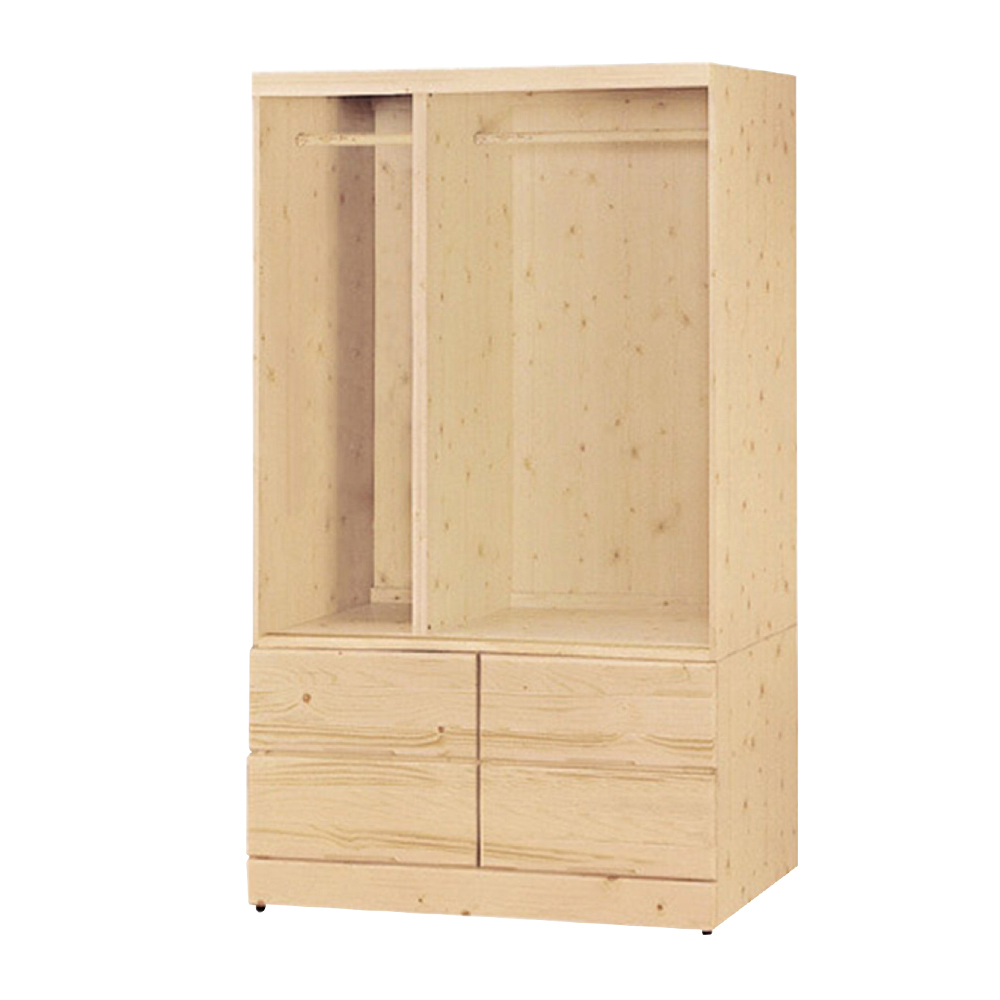 松木3.9尺三門四抽衣櫃