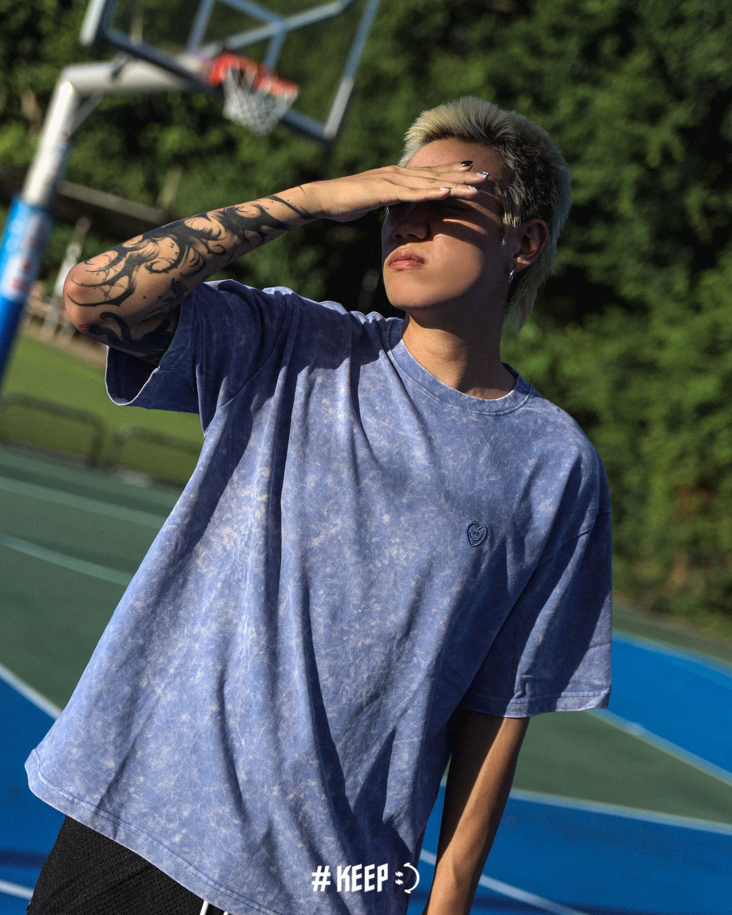 #KEEP STONE WASH TEE 七色 心型 閃電微笑 刺繡 仿舊 復古 重磅 暈染 愛心 雪花 水洗 短T【KS109】thous