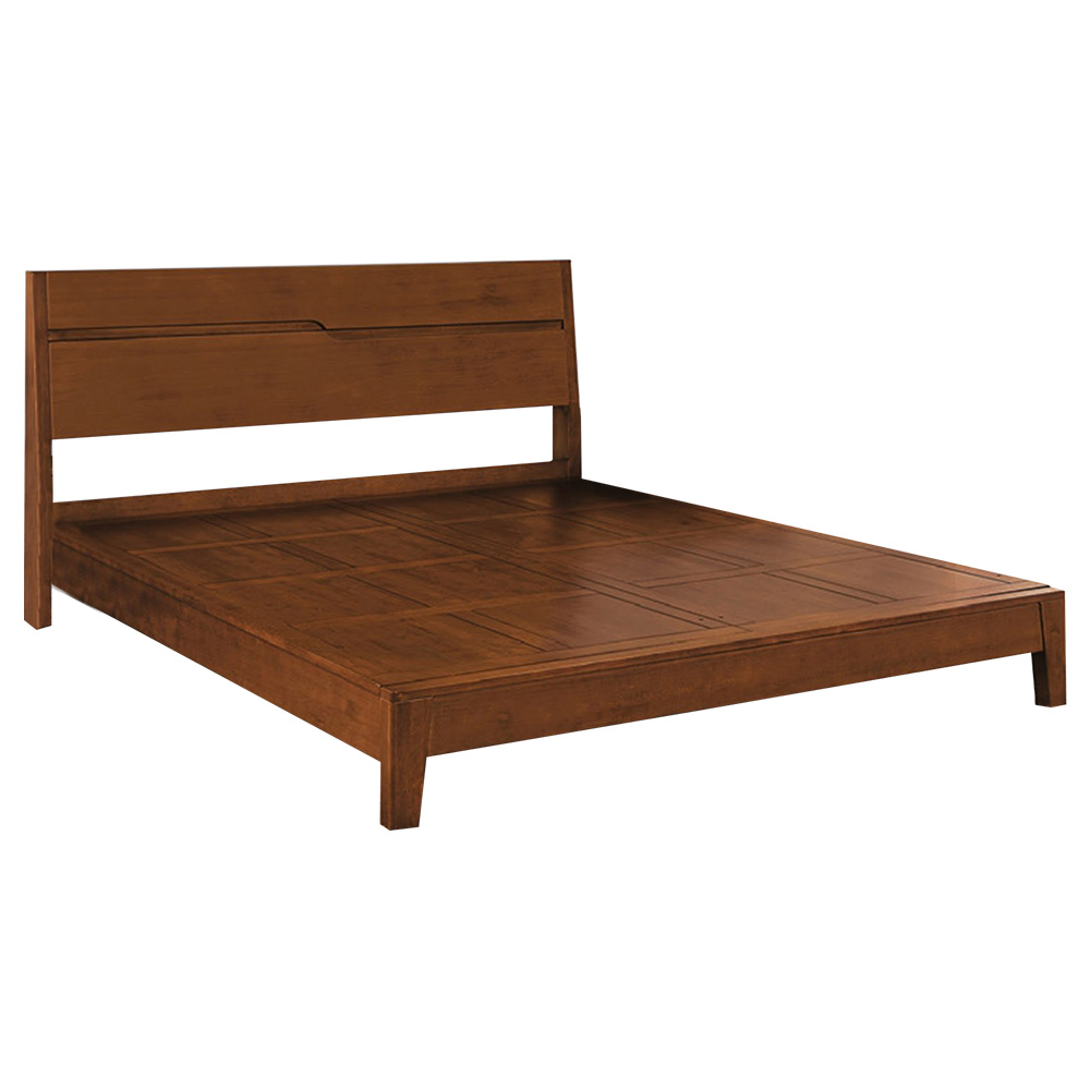 明娜6尺雙人加大胡桃色實木床架/床組(不含床墊)