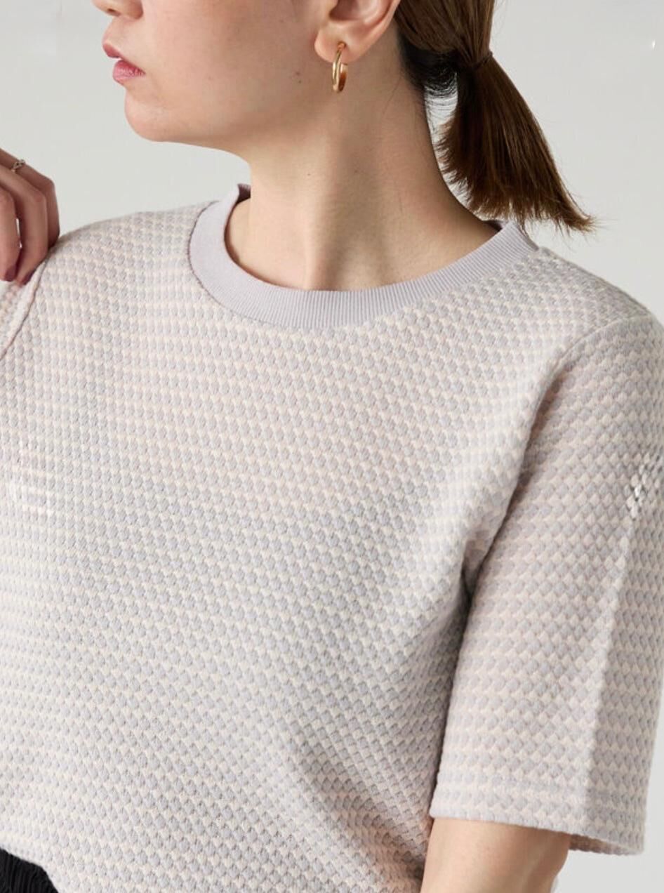 蜂巢紋剪裁提花上衣（兩色入）【日本直送】