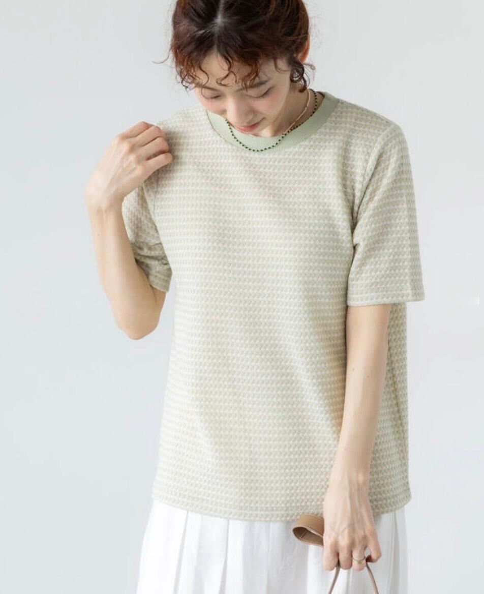 蜂巢紋剪裁提花上衣（兩色入）【日本直送】