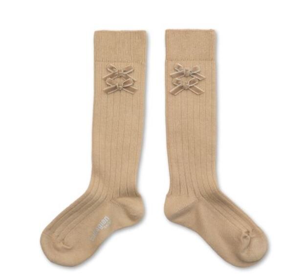 (預購) COLLEGIEN 蝴蝶結高筒襪 Hortense - 280 Sable 沙色