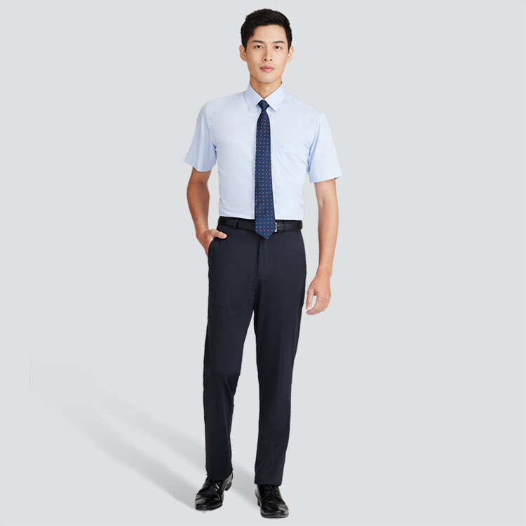 涼感吸排短袖襯衫-藍