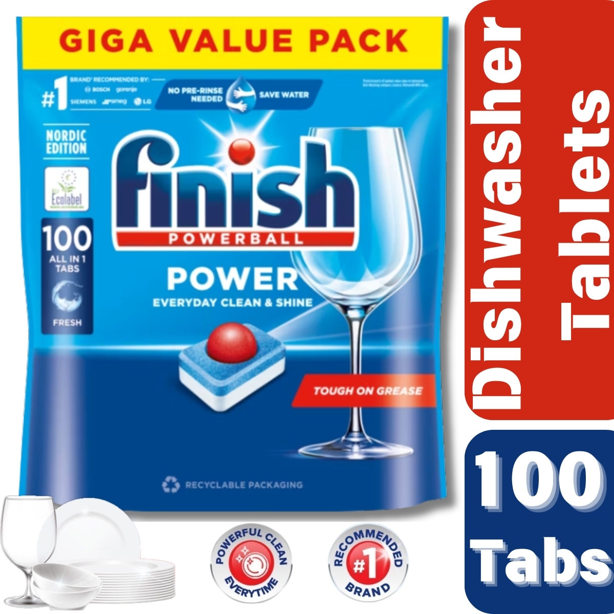 亮碟 - Finish 亮碟洗碗機專用洗碗凝珠, 100粒