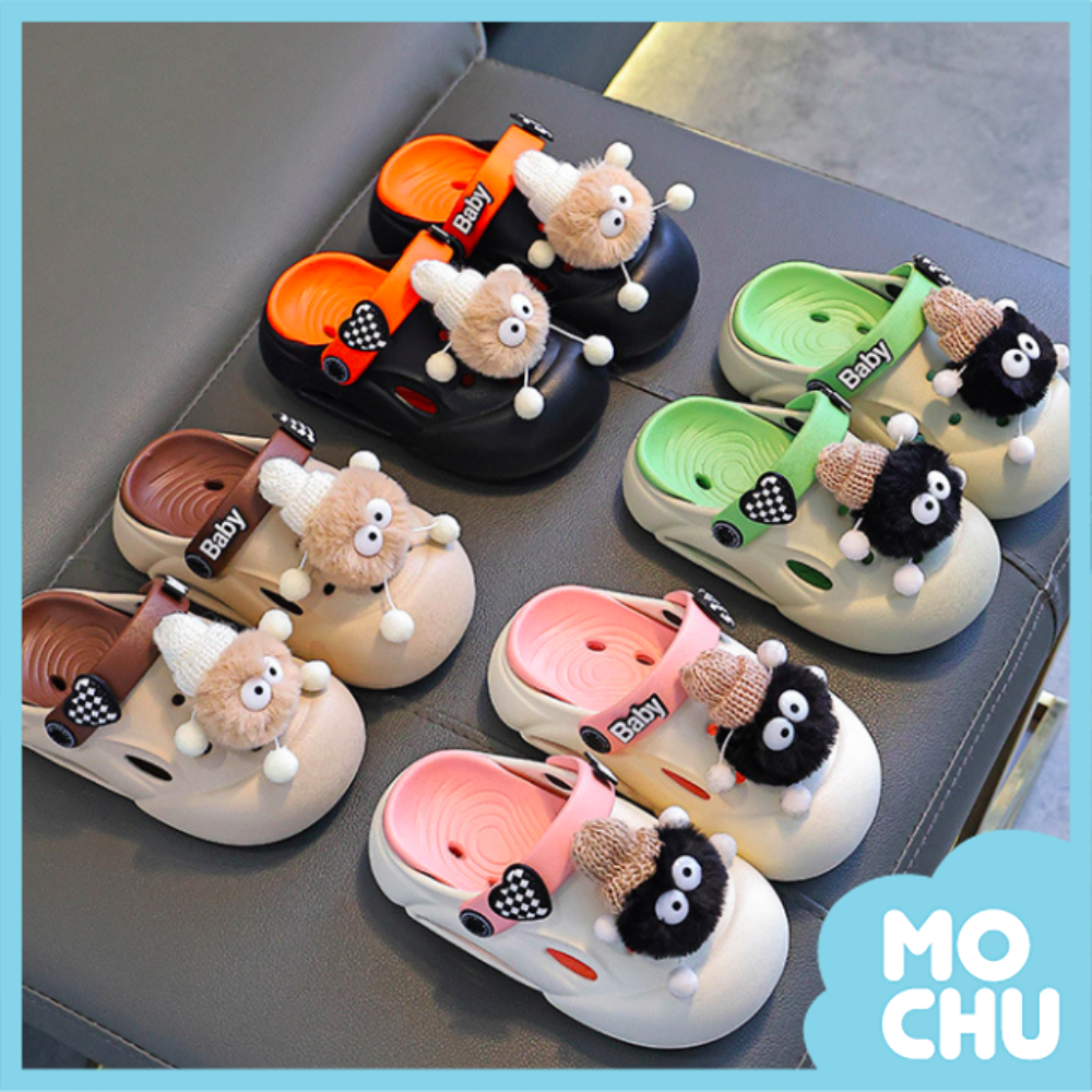 (24-25碼現貨)戴帽毛球防滑洞洞鞋(四色)