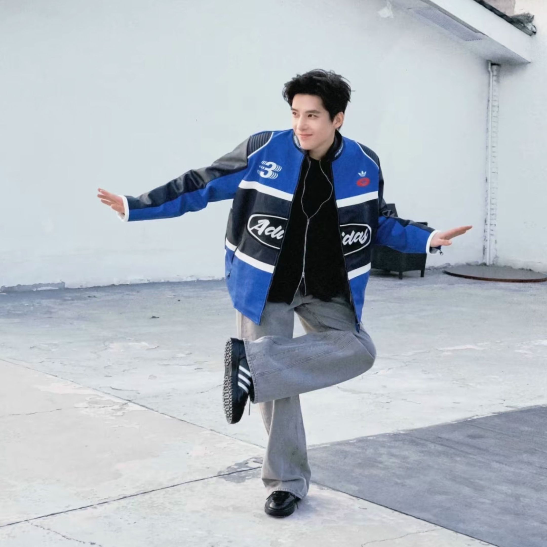 NICEDAY 代購 Adidas Racing Jacket 賽車 外套 賽車服 夾克 風衣 衝鋒 皮衣 藍色 JM8032