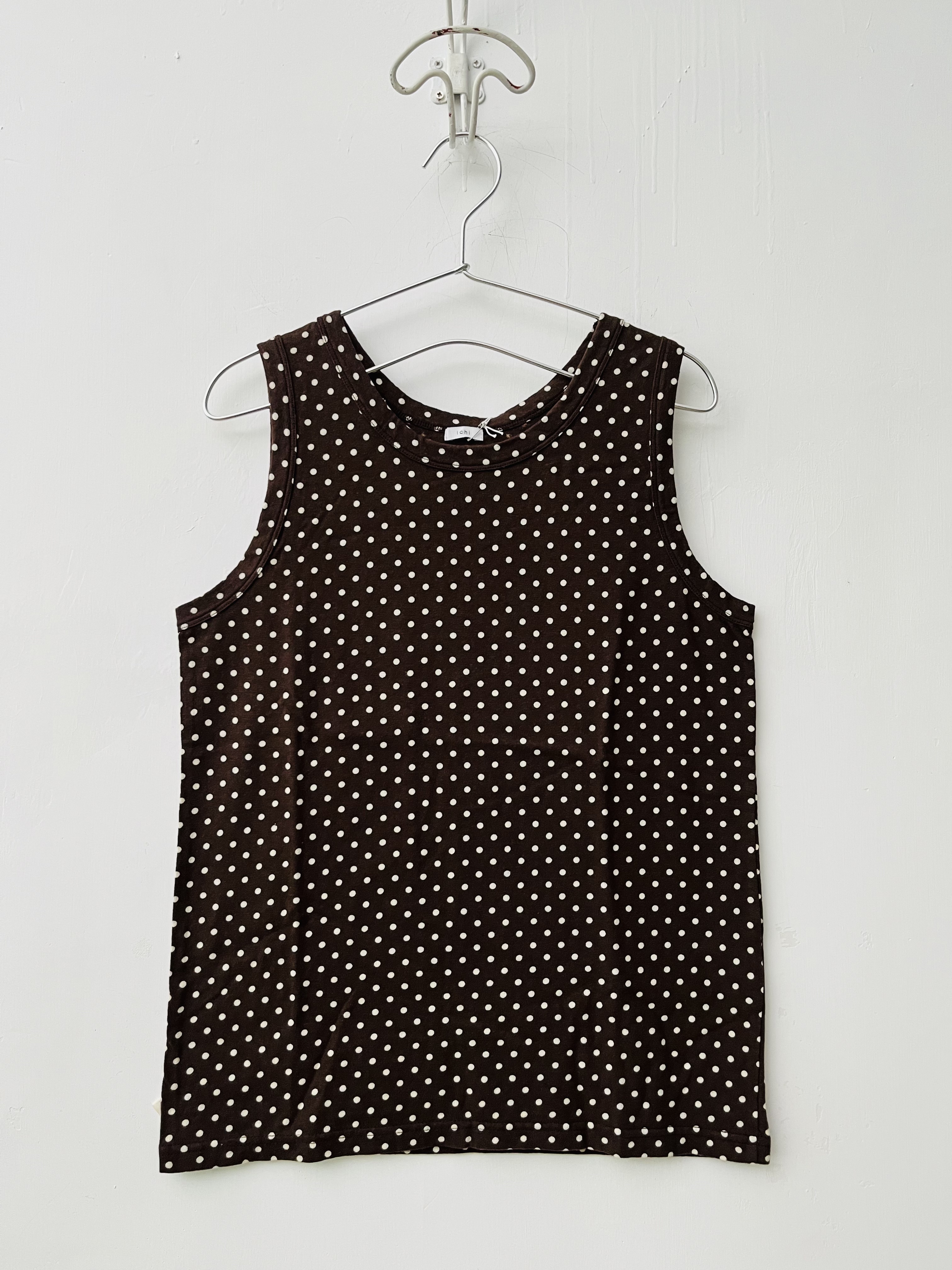 ichi啡色波點背心