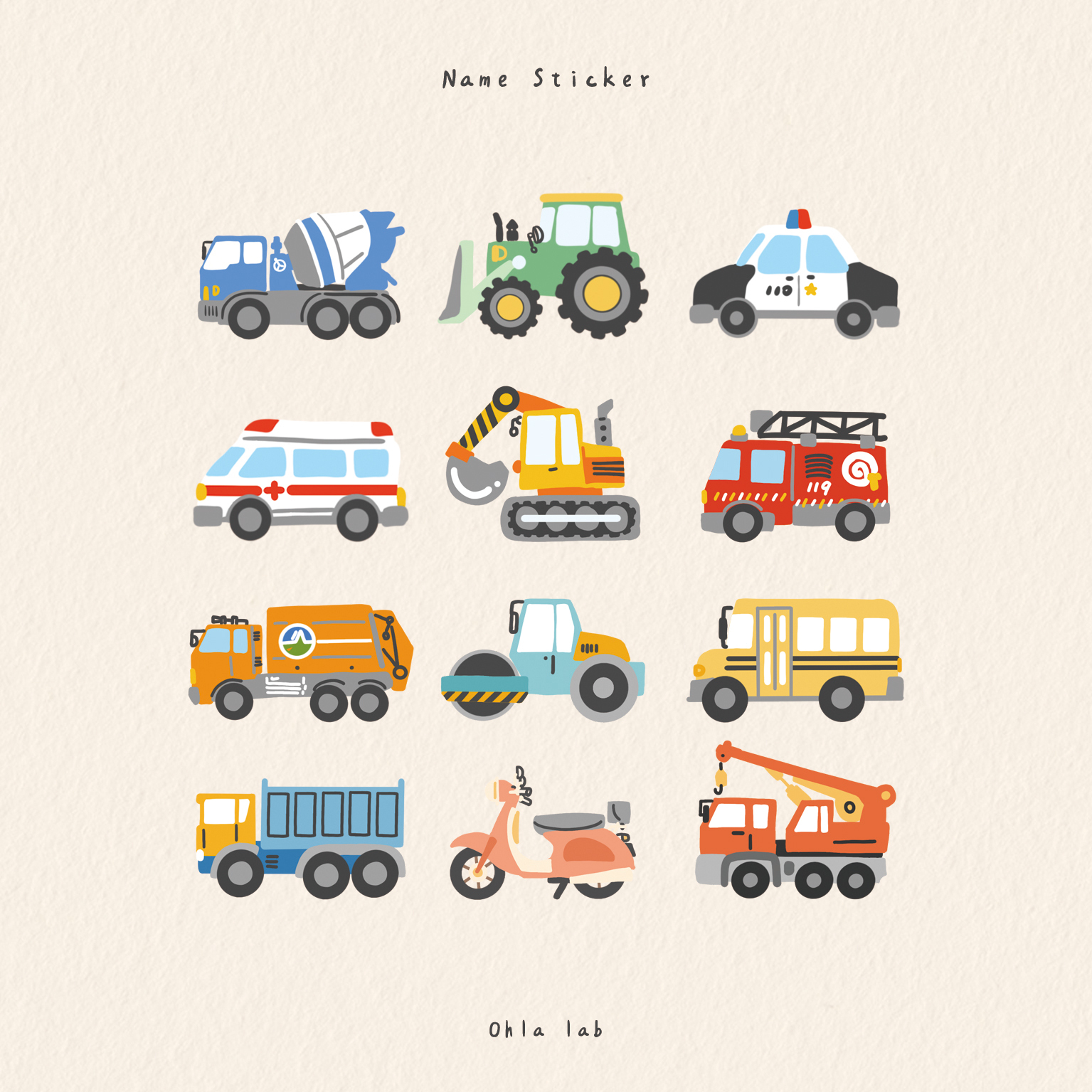 防水姓名貼-車車