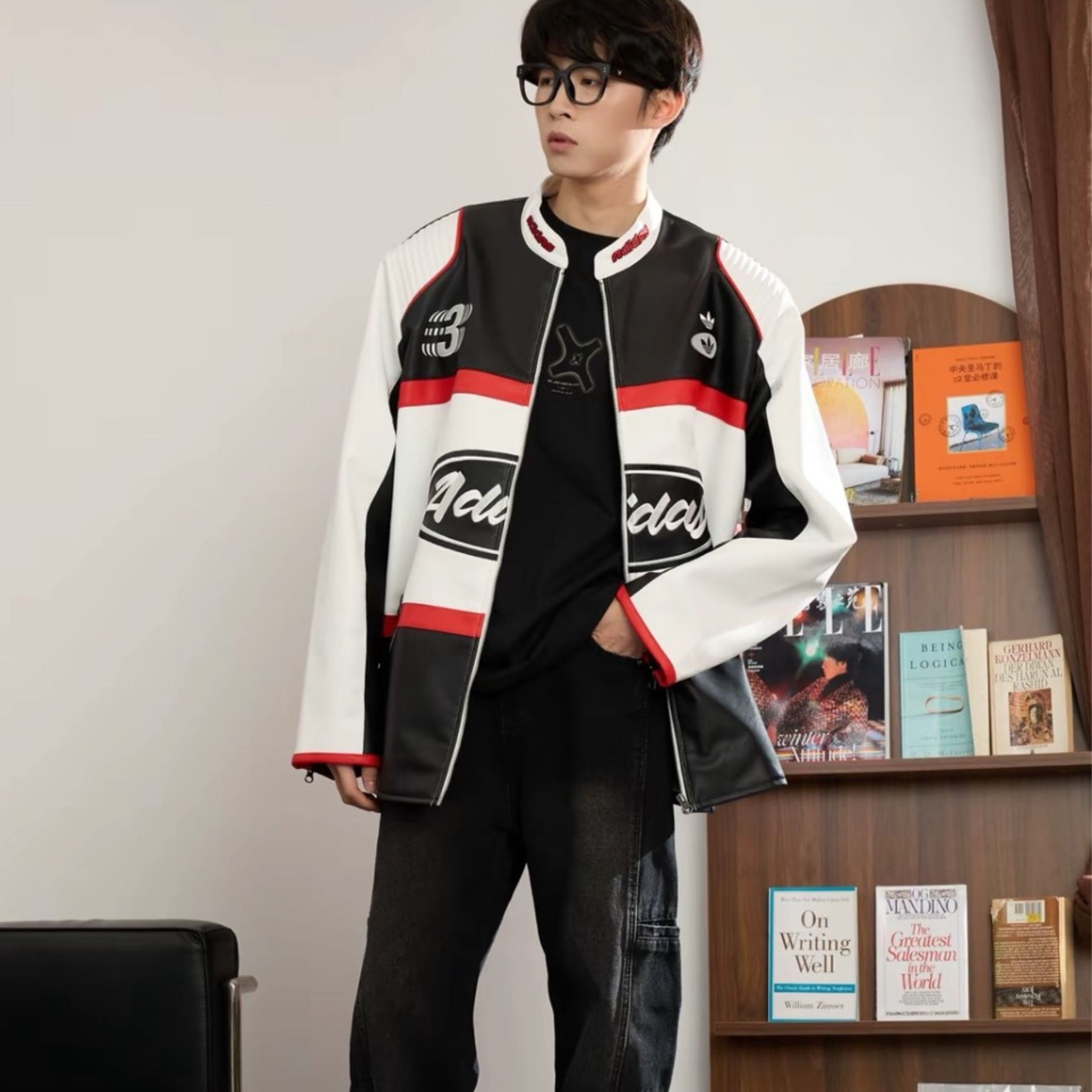 NICEDAY 代購 Adidas Racing Jacket 賽車 外套 賽車服 夾克 風衣 衝鋒 皮衣 紅色 JM8031