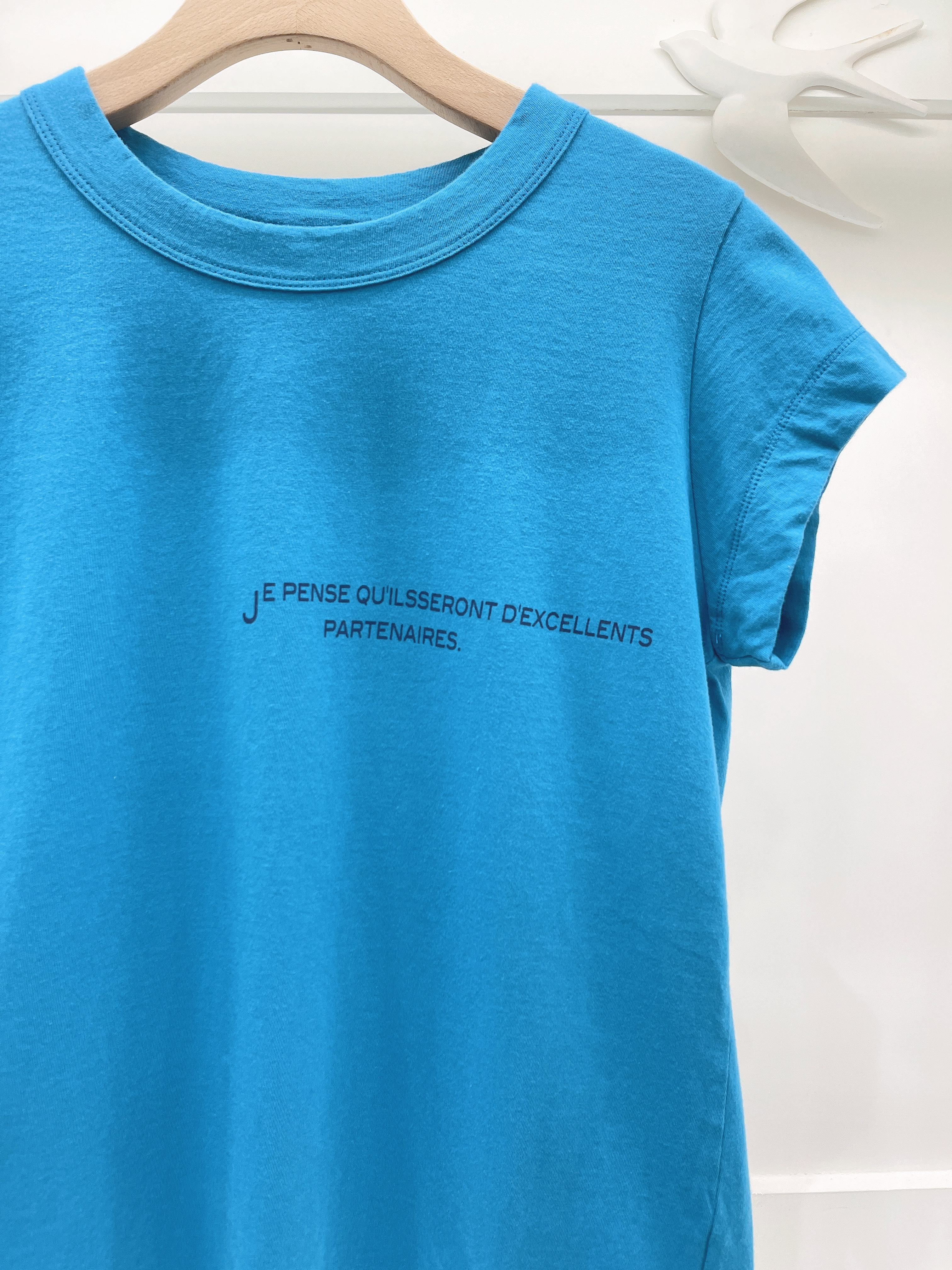 LAITERIE蓬鬆的天竺印花法式袖T恤