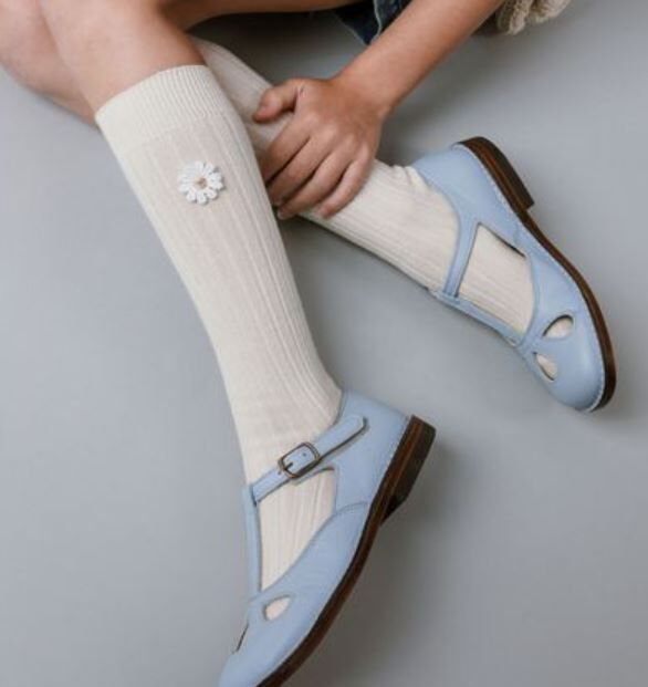 (預購) COLLEGIEN 雛菊羅紋長襪 Valentine - 908 Blanc Neige 雪白